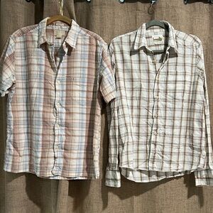 Bundle of 2 Mens Plaid Button Down Shirts - Vintage Hollister and American Eagle